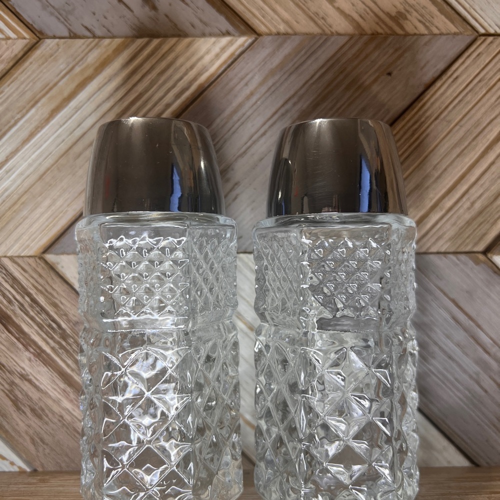 Anchor Hocking Wexford Vintage Crystal Salt and Pepper Shakers